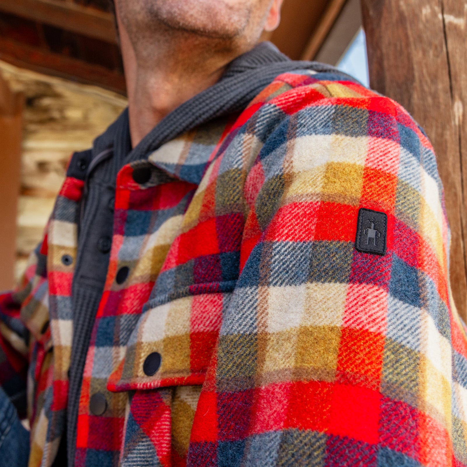 Anchor Line Shirt Jacket Rhythmic Red Plaid - ver - 4