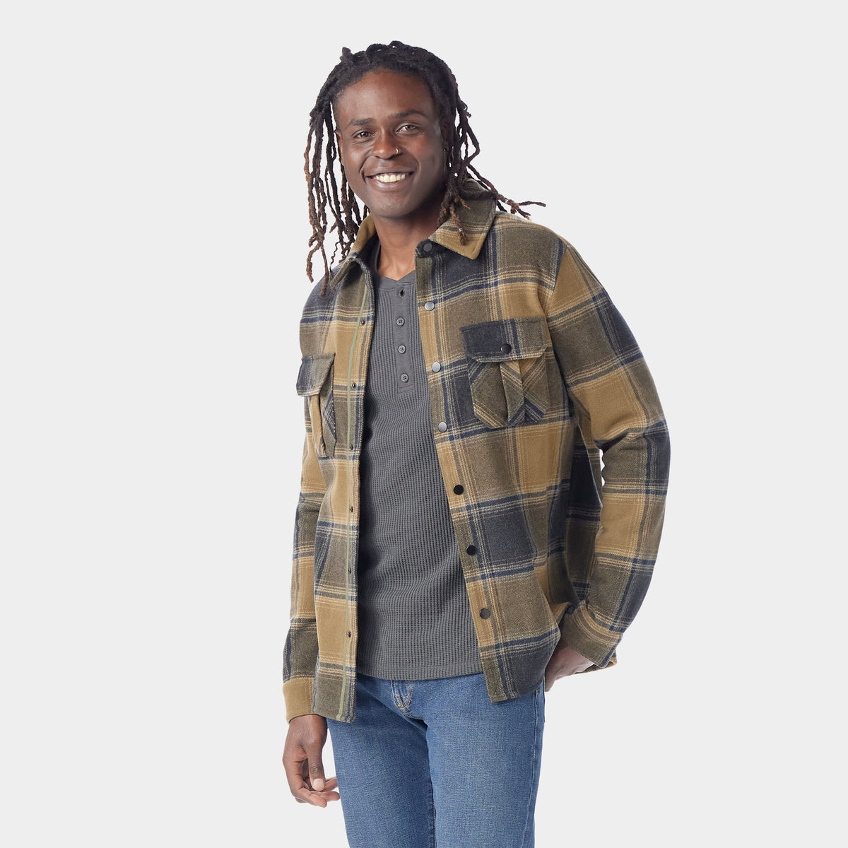 Anchor Line Shirt Jacket - Rhythmic Red Plaid