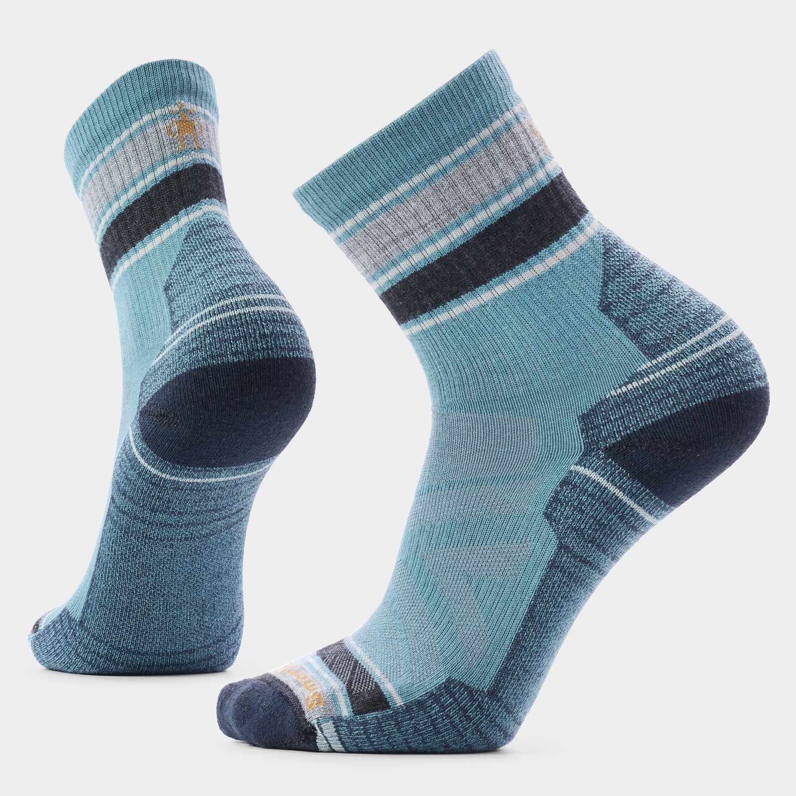Hike Striped Mid Crew Socks Dusty Teal - ver - 1