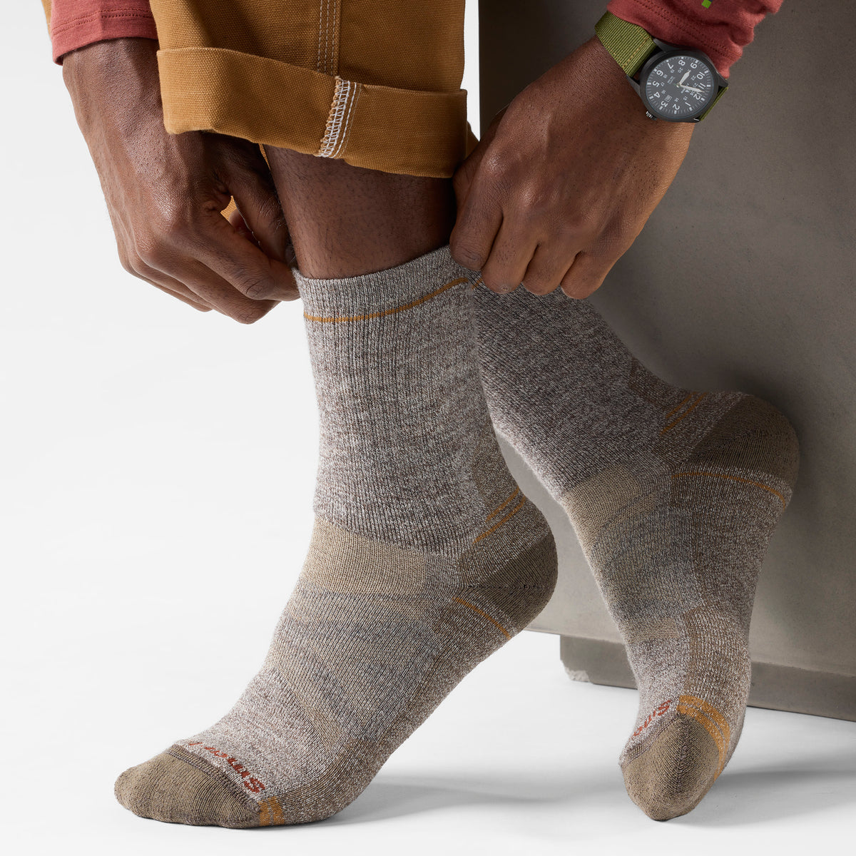Hike Full Cushion Crew Socks Taupe-Natural Marl - 2