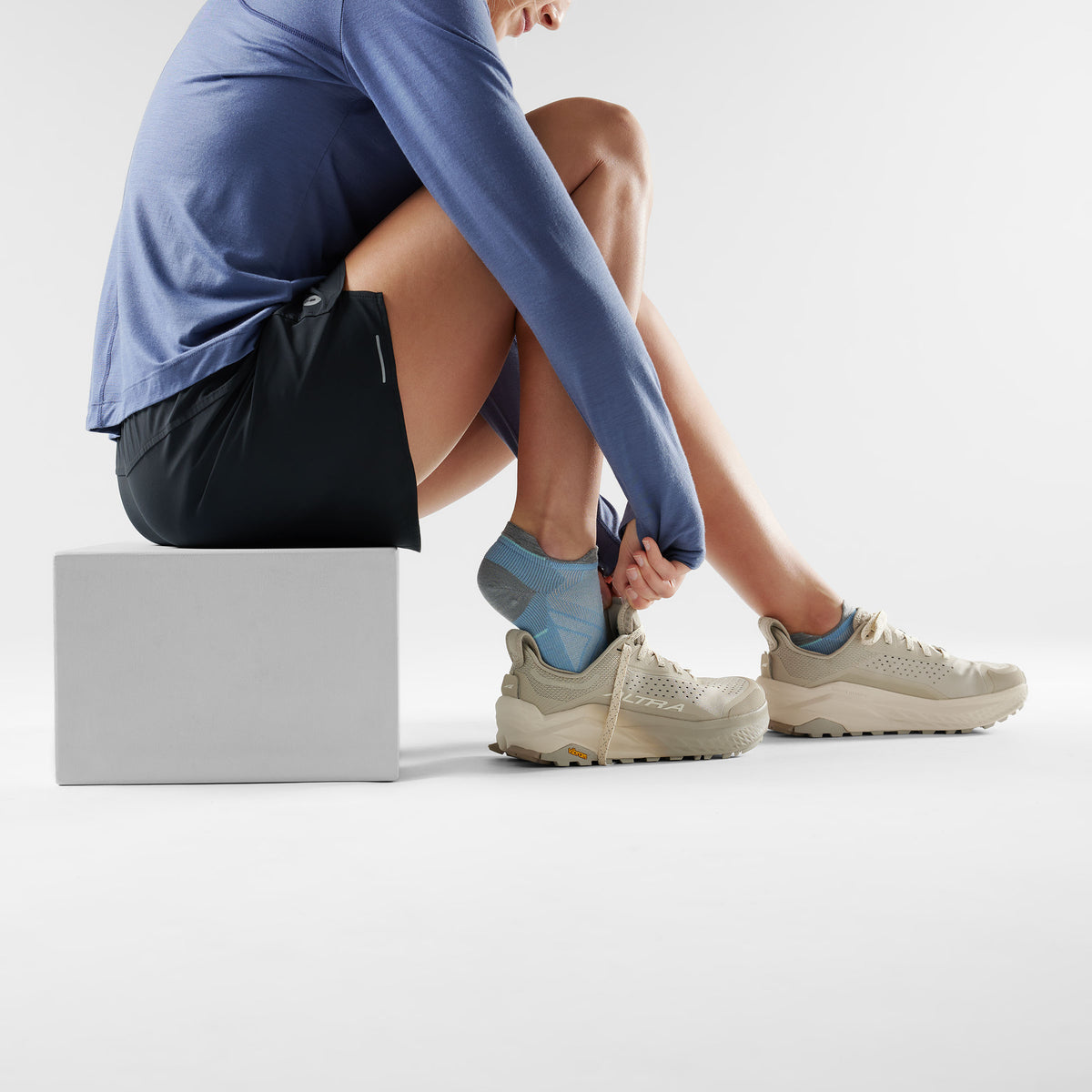 Women's Run Low Ankle Socks Serene Blue - 2