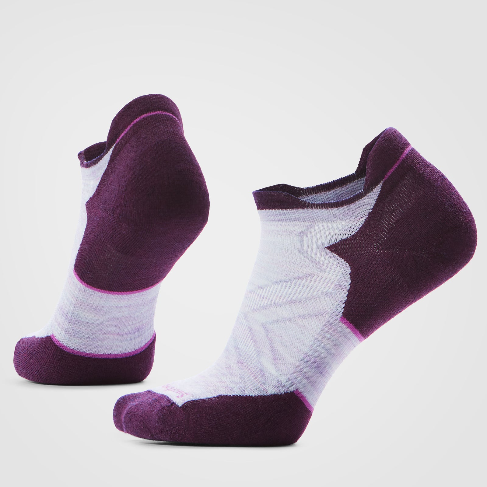 Women's Run Low Ankle Socks Purple-White - ver - 1