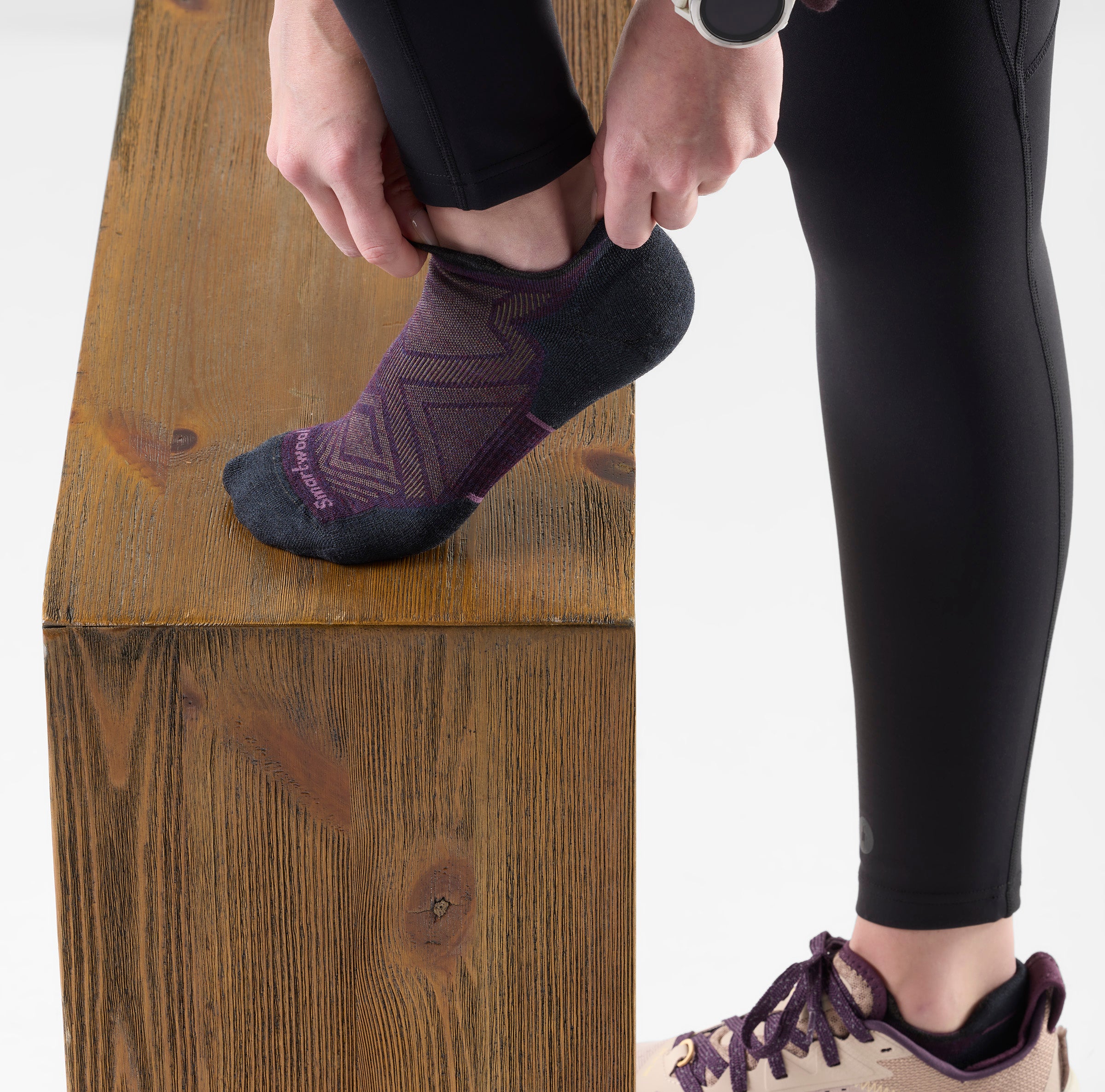 Women's Run Low Ankle Socks Purple Iris-Charcoal