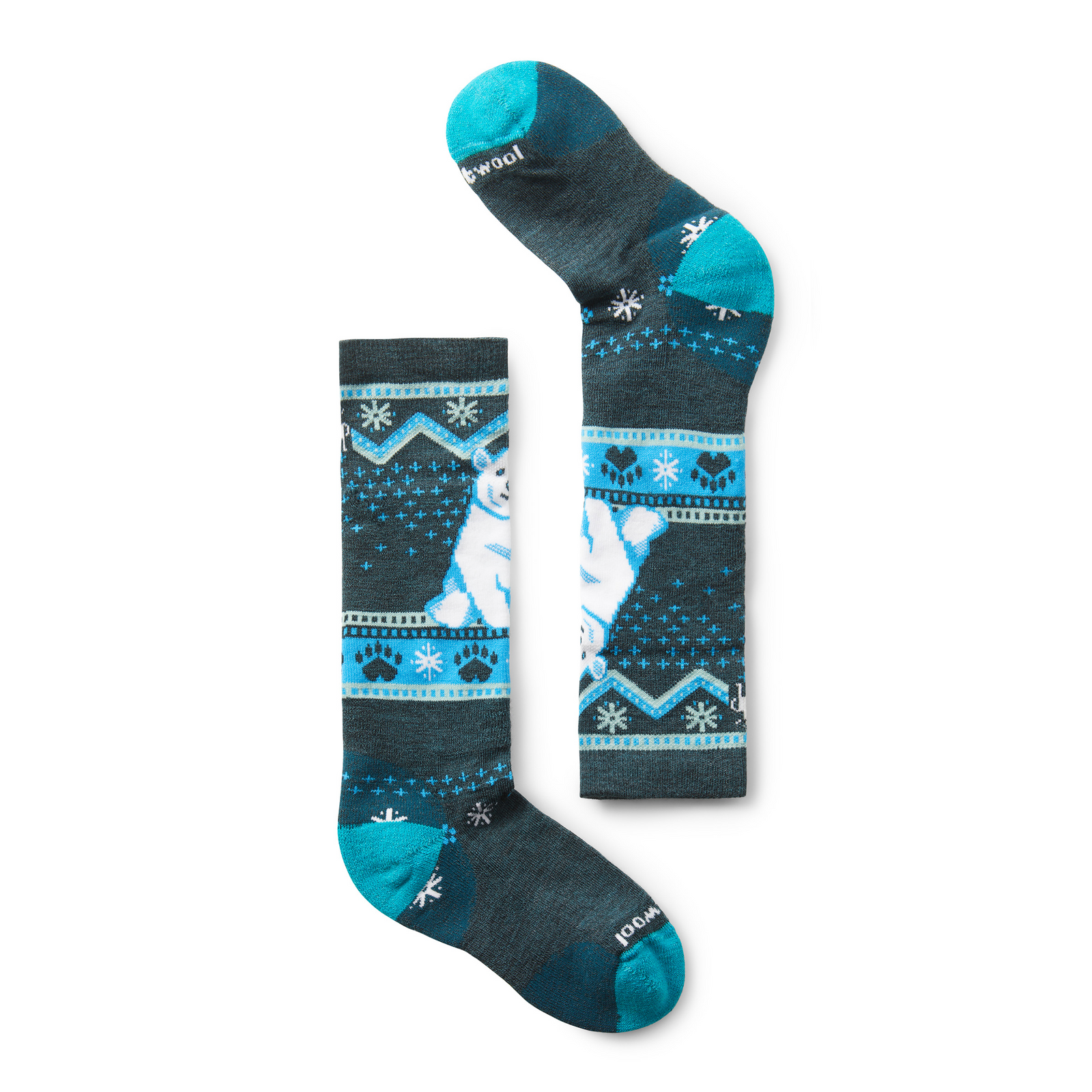 Kids' Wintersport Polar Bear Pattern Over The Calf Socks Twilight Blue - ver - 1