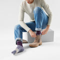 Women's Everyday Color Block Cable Crew Socks Charcoal - ver - 2
