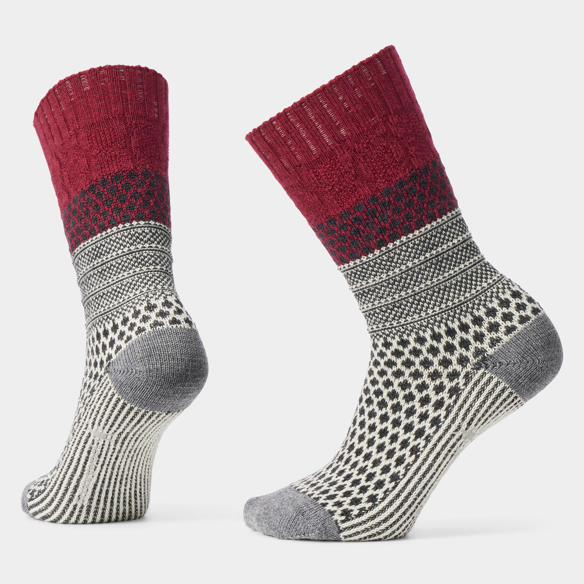 Women's Everyday Cozy Popcorn Cable Crew Socks Tibetan Red - 1
