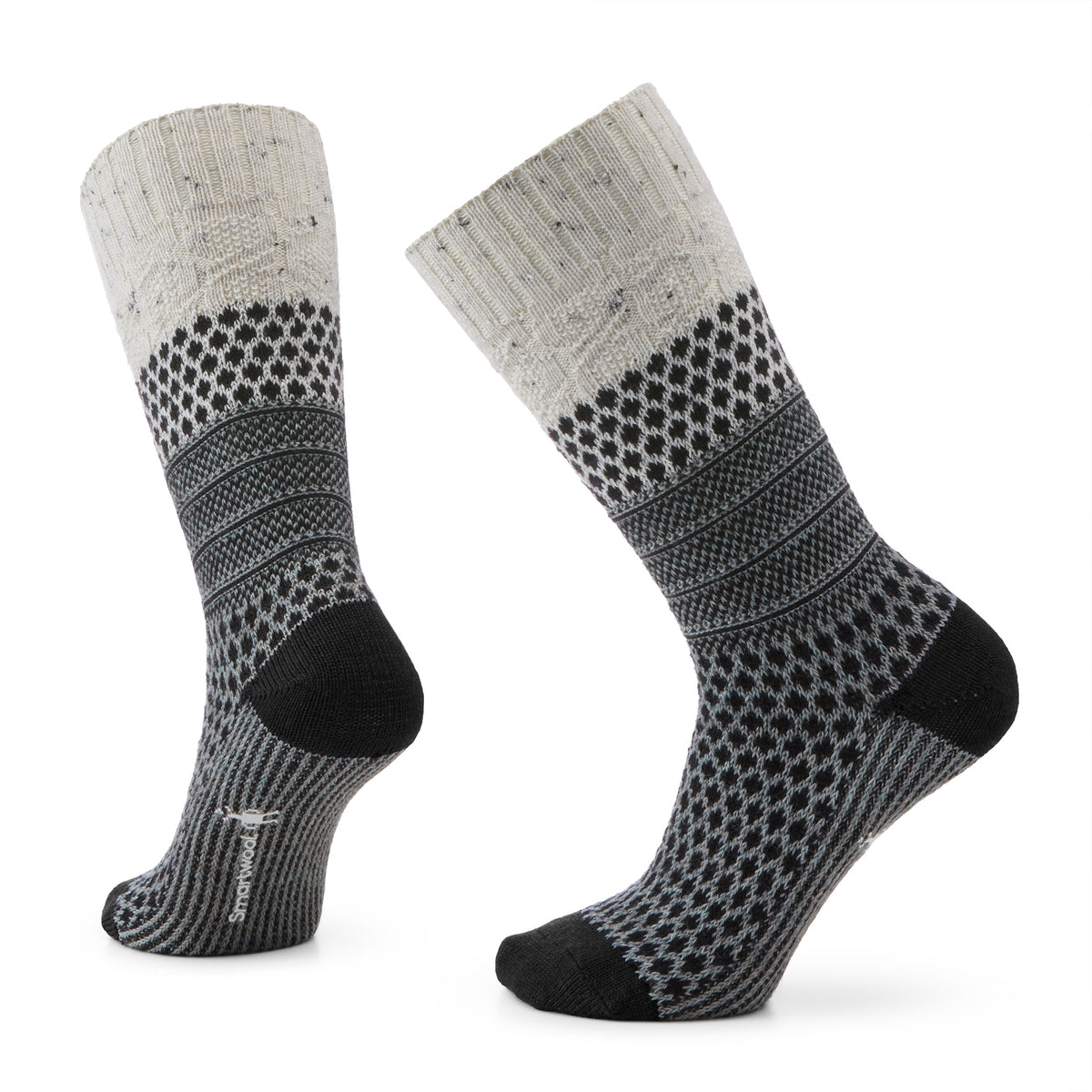 Women's Everyday Cozy Popcorn Cable Crew Socks Natural Donegal - 1