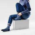 Women's Everyday Cozy Popcorn Cable Crew Socks Deep Navy - ver - 2