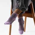 Women's Everyday Cozy Popcorn Cable Crew Socks Purple Dawn - ver - 2