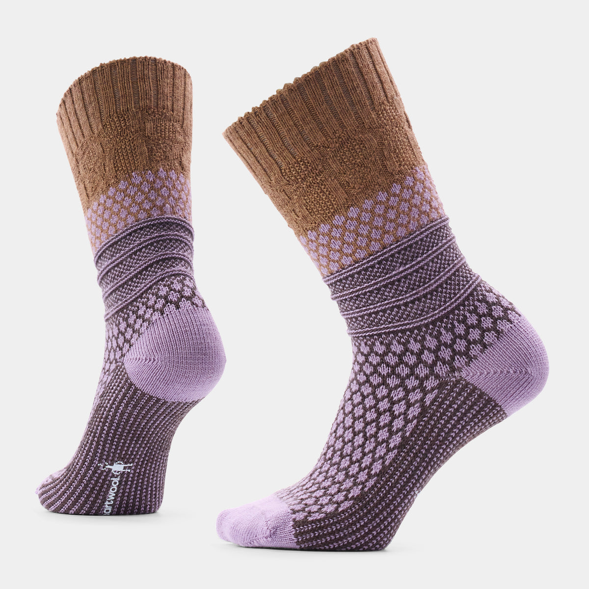 Women's Everyday Cozy Popcorn Cable Crew Socks Purple Dawn - ver - 1