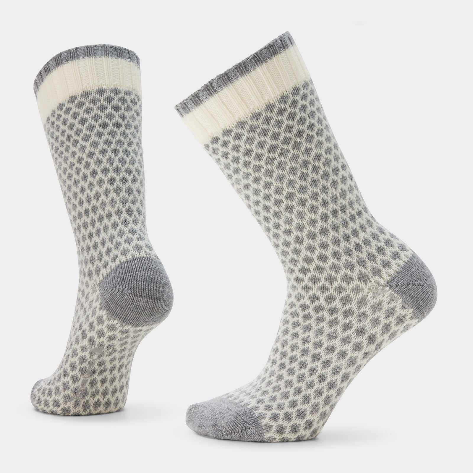 Women's Everyday Cozy Popcorn Polka Dot Crew Socks Natural - ver - 1