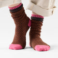 Women's Everyday Cozy Popcorn Polka Dot Crew Socks Chestnut - ver - 2
