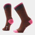 Women's Everyday Cozy Popcorn Polka Dot Crew Socks Chestnut - ver - 1