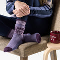Women's Everyday Cozy Popcorn Snowflake Crew Socks Purple Dawn - ver - 2