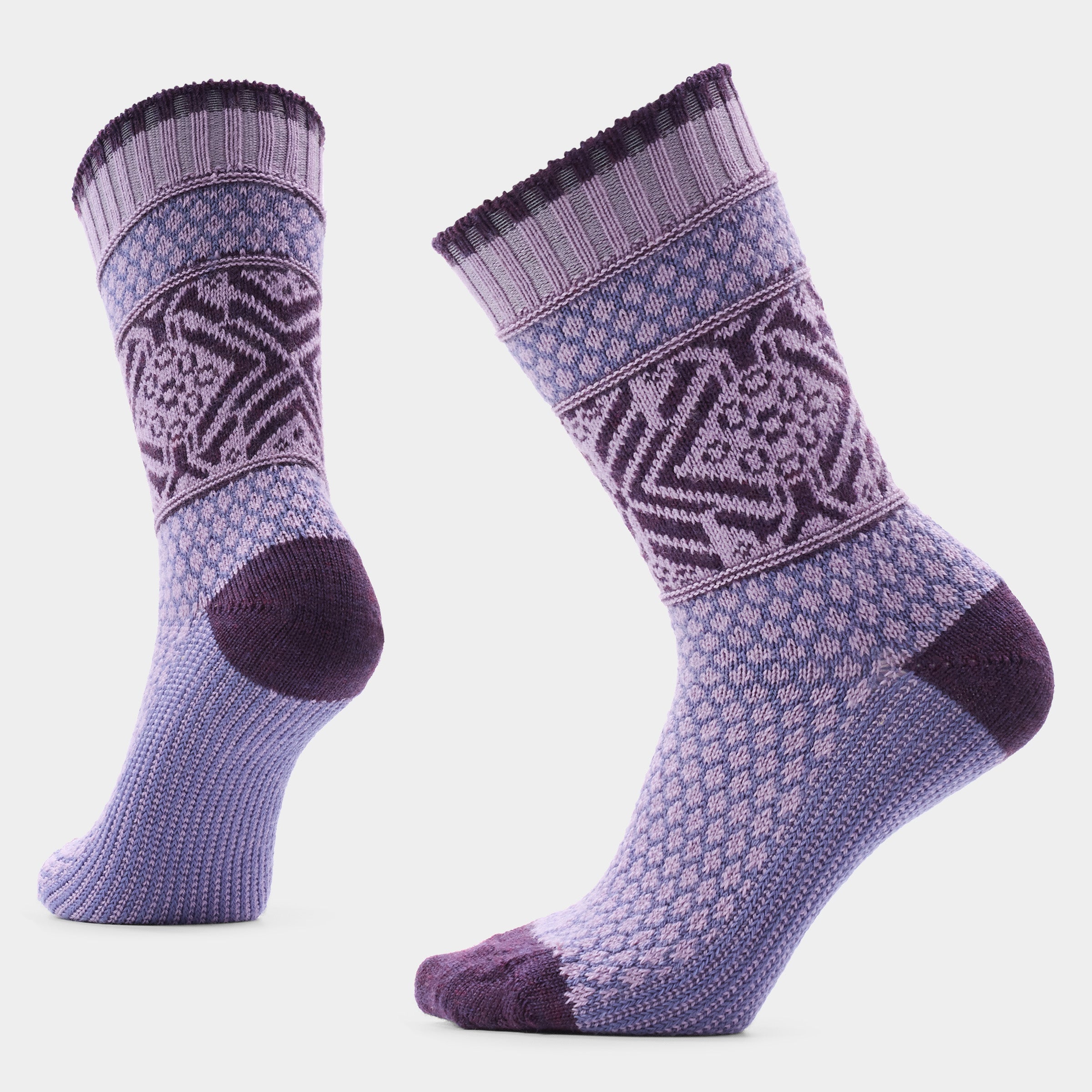 Women's Everyday Cozy Popcorn Snowflake Crew Socks - Purple Dawn