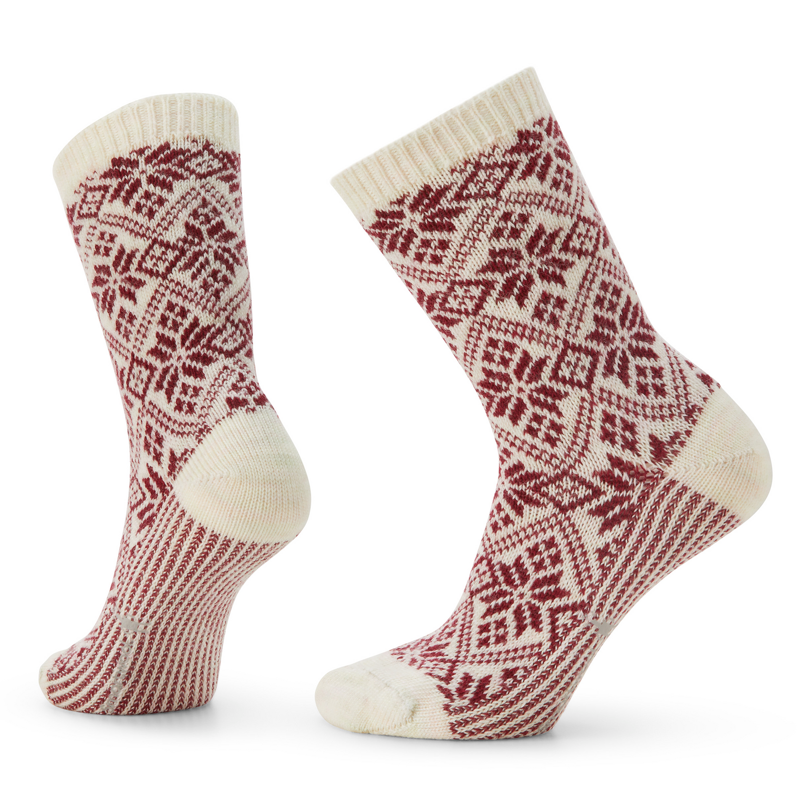Women's Everyday Cozy Traditional Snowflake Crew Socks Tibetan Red - ver - 1
