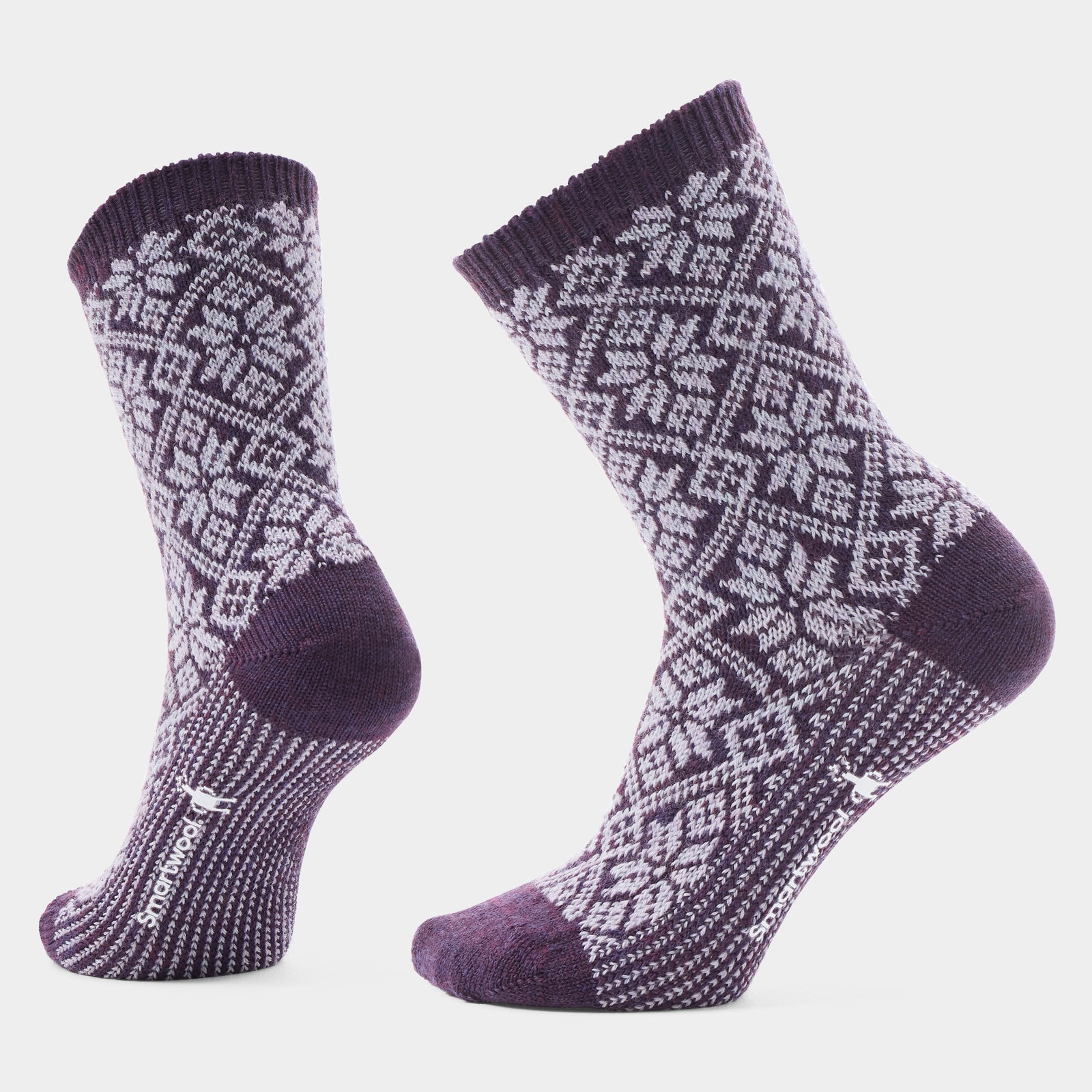 Women's Everyday Cozy Traditional Snowflake Crew Socks Purple Iris - ver - 1