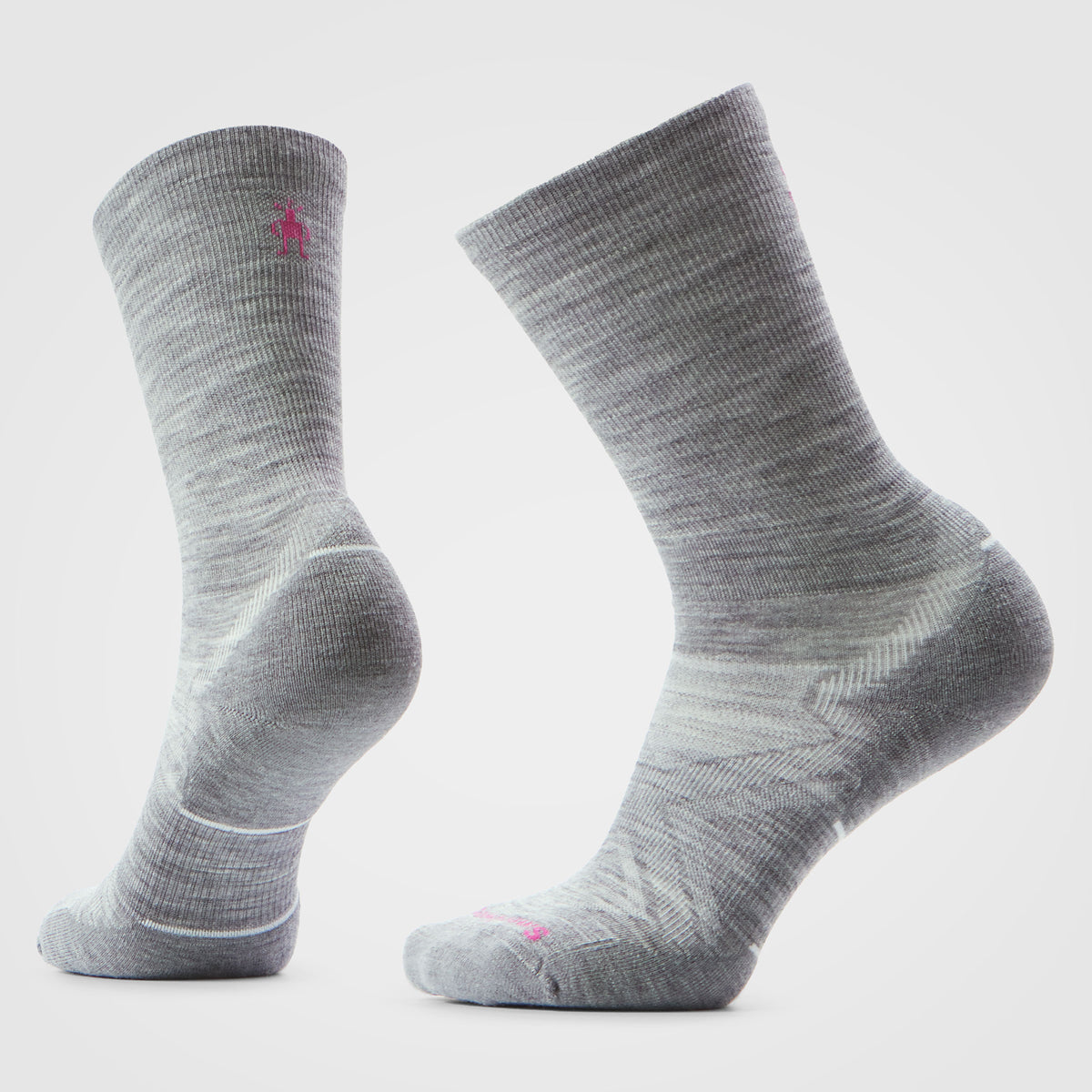 Women's Run Cold Weather Crew Socks Light Gray-White - 1