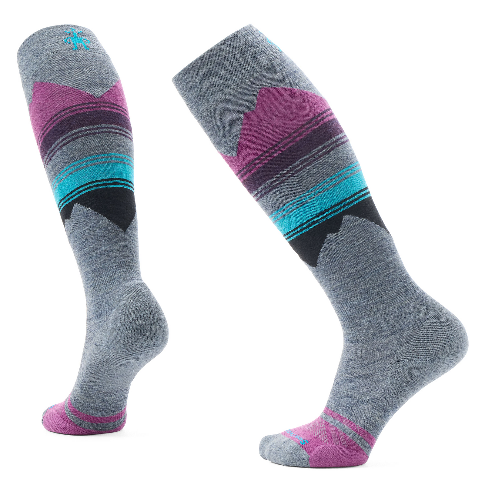 Women's Ski Pattern Over The Calf Socks Ash - ver - 1