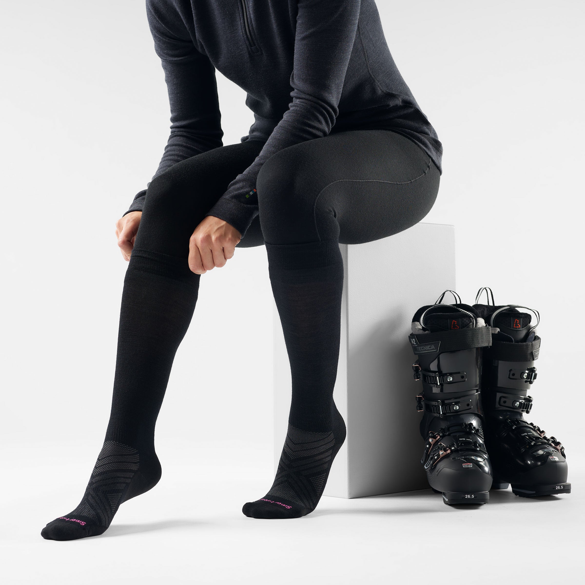 Women's Ski Over The Calf Socks - Black