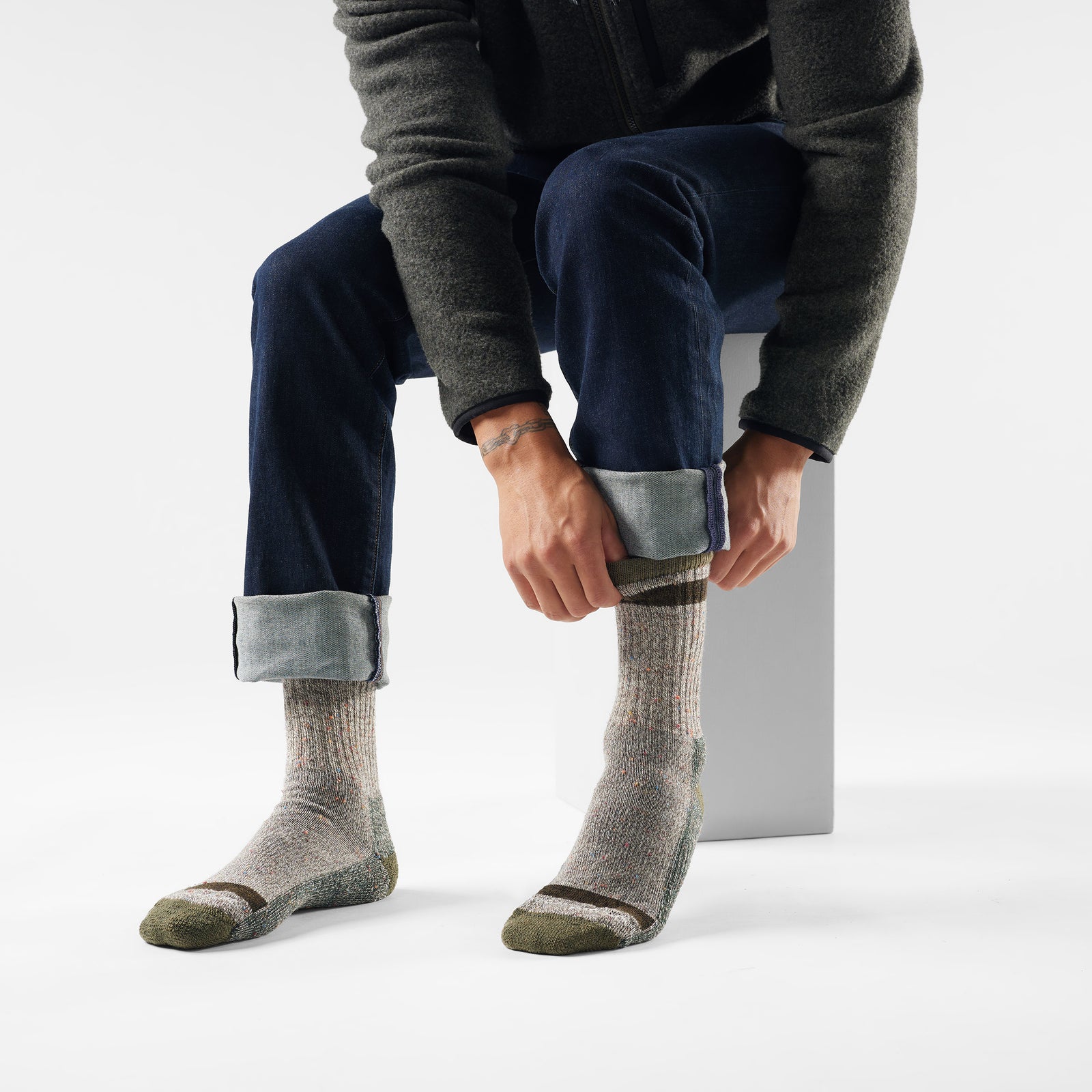 Everyday Cozy Larimer Crew Socks Taupe-Natural Marl - ver - 2