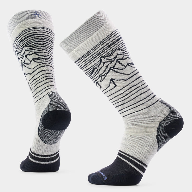 Snowboard Iguchi Pattern Over The Calf Socks - Ash / L