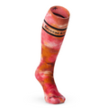Women's Ski Tie Dye Print Over The Calf Socks Purple Iris - ver - 5