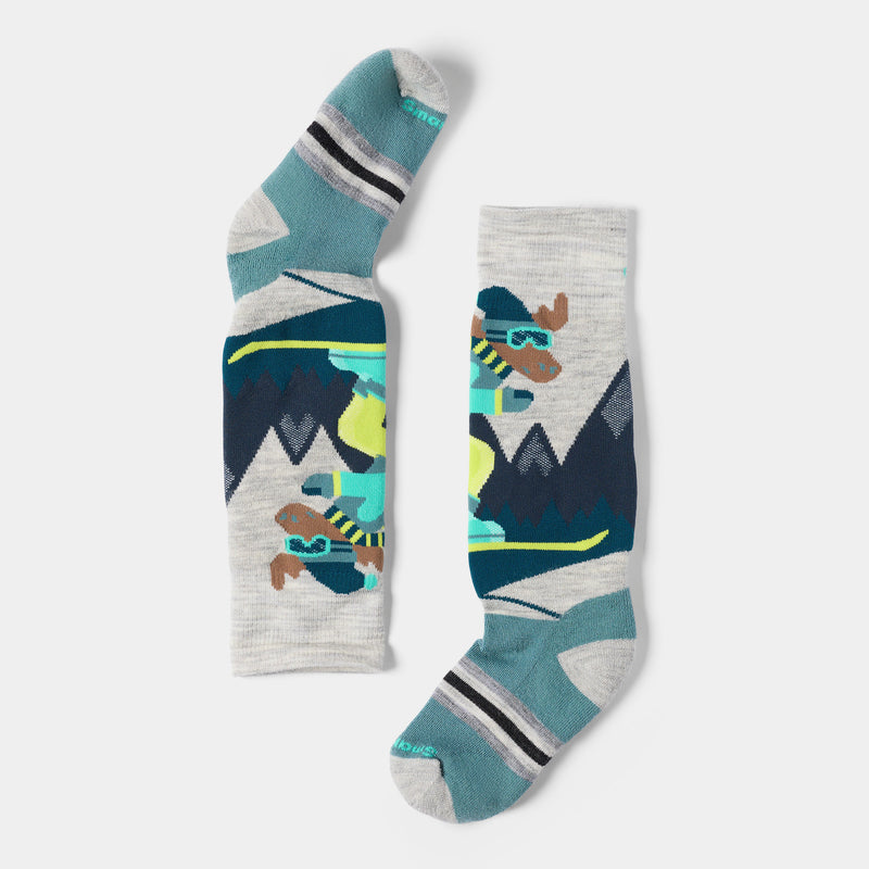 Kids' Wintersport Mountain Moose Over the Calf Socks - Ash / XS