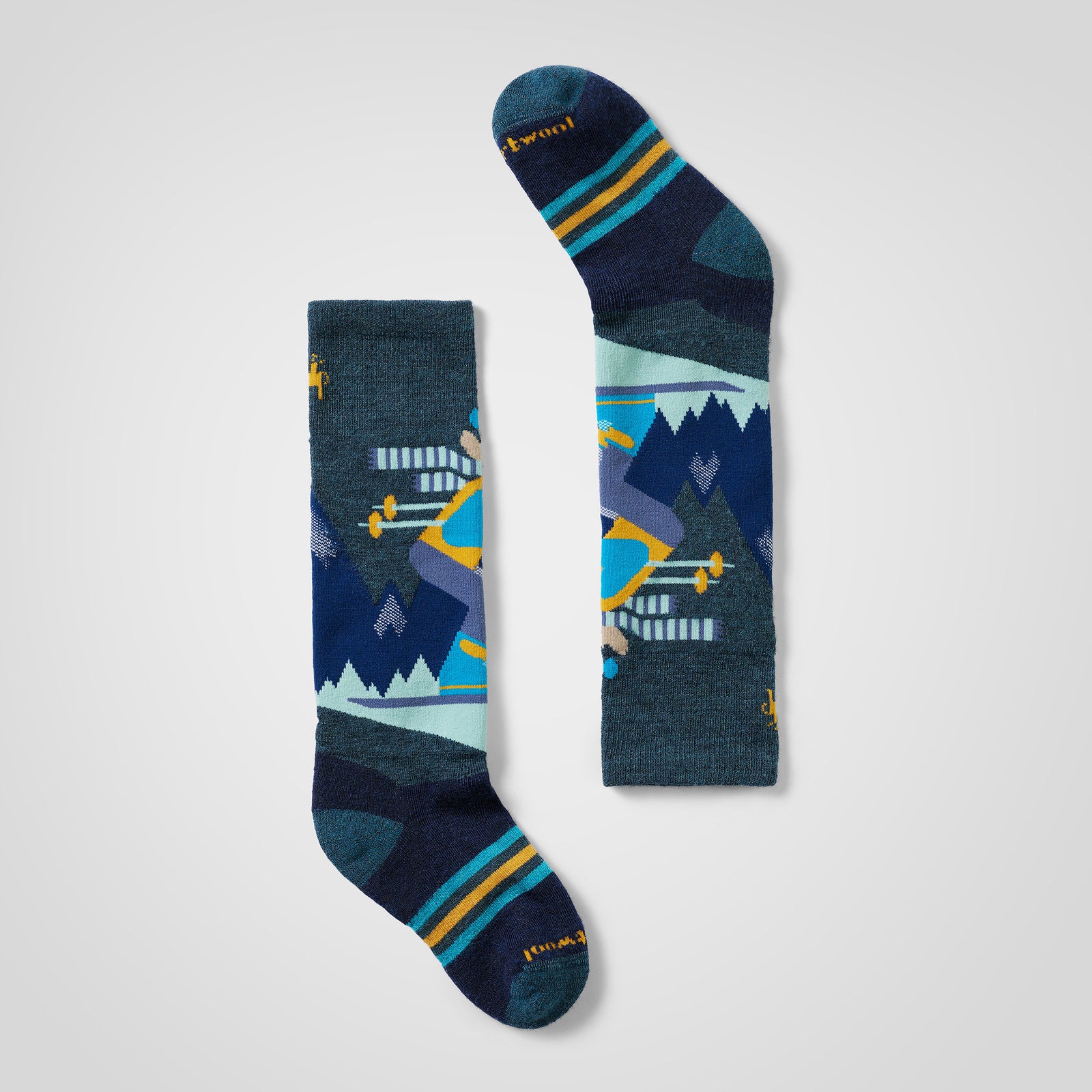 Kids' Wintersport Mountain Moose Over the Calf Socks Twilight Blue - ver - 1