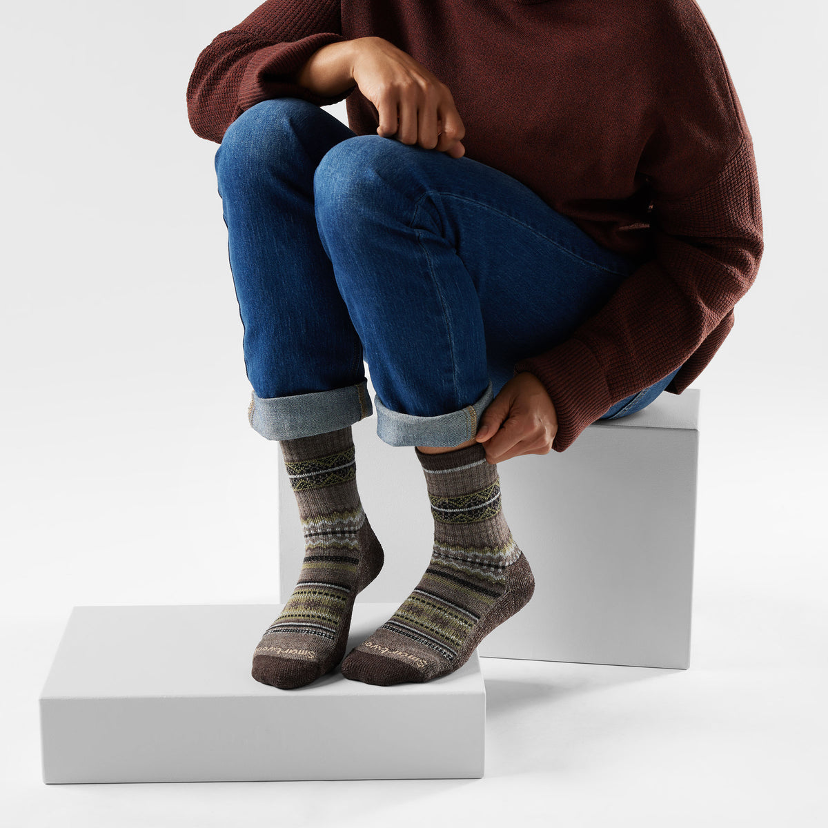 Everyday Cozy Snowed In Sweater Crew Socks Taupe - 2