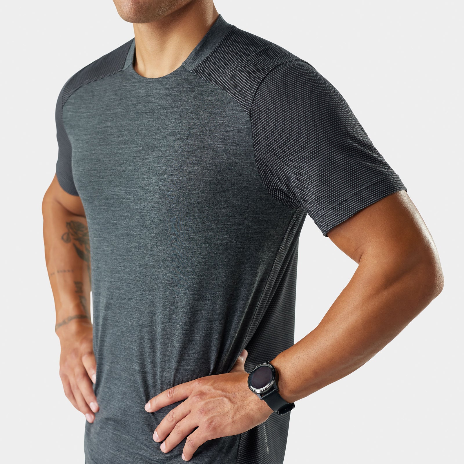 Men's Active Mesh Short Sleeve Charcoal Heather - ver - 3