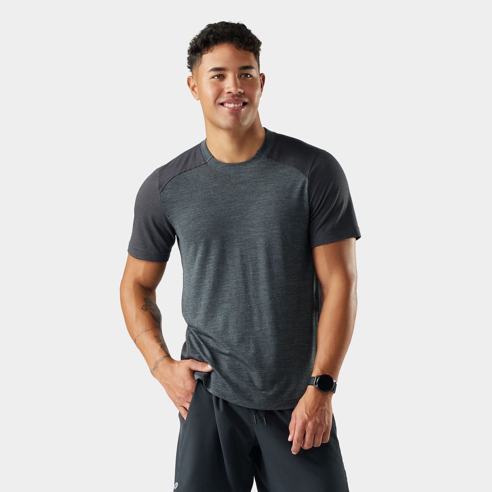 Men's Active Mesh Short Sleeve Charcoal Heather - ver - 1