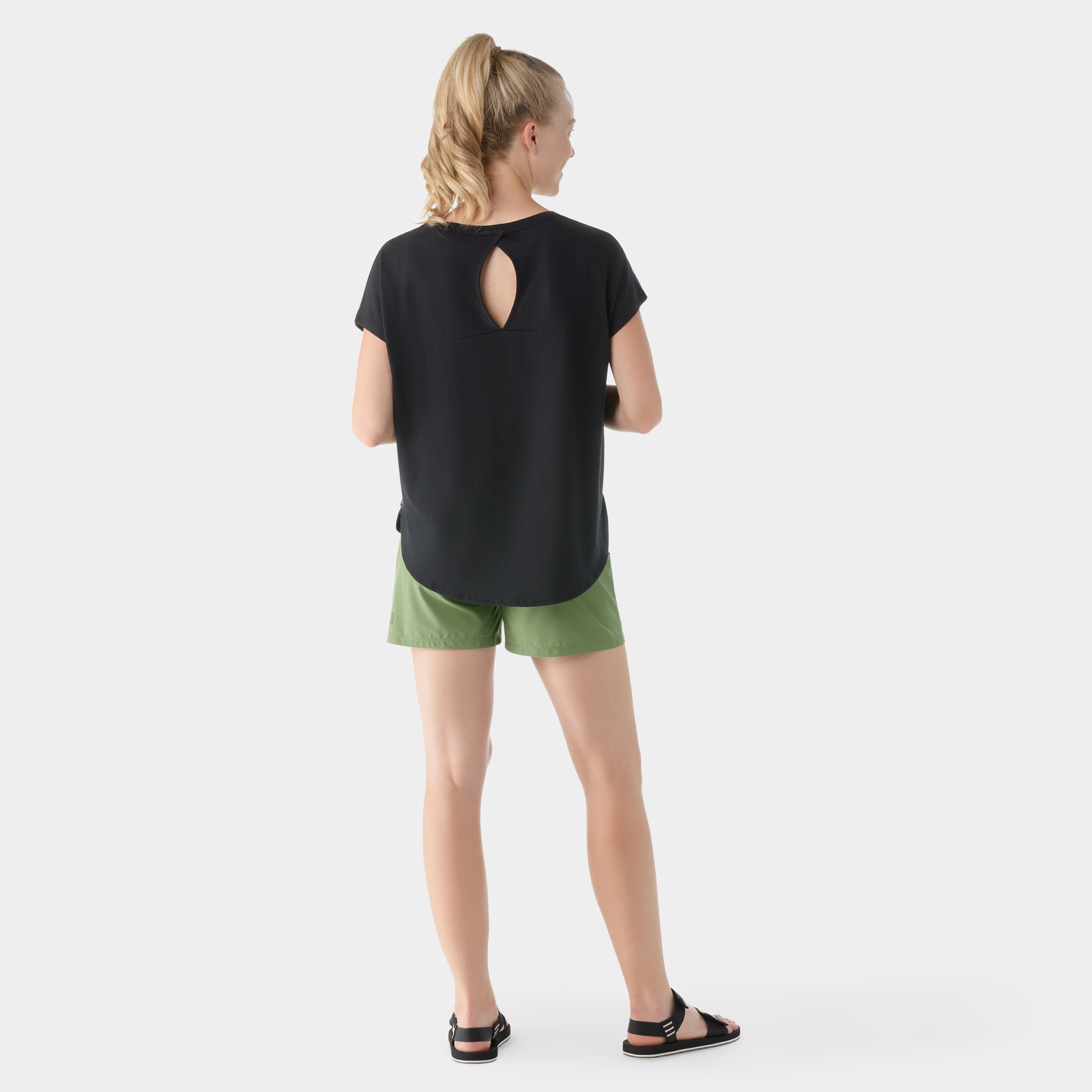 Women's Short Sleeve Swing Top Black - ver - 2