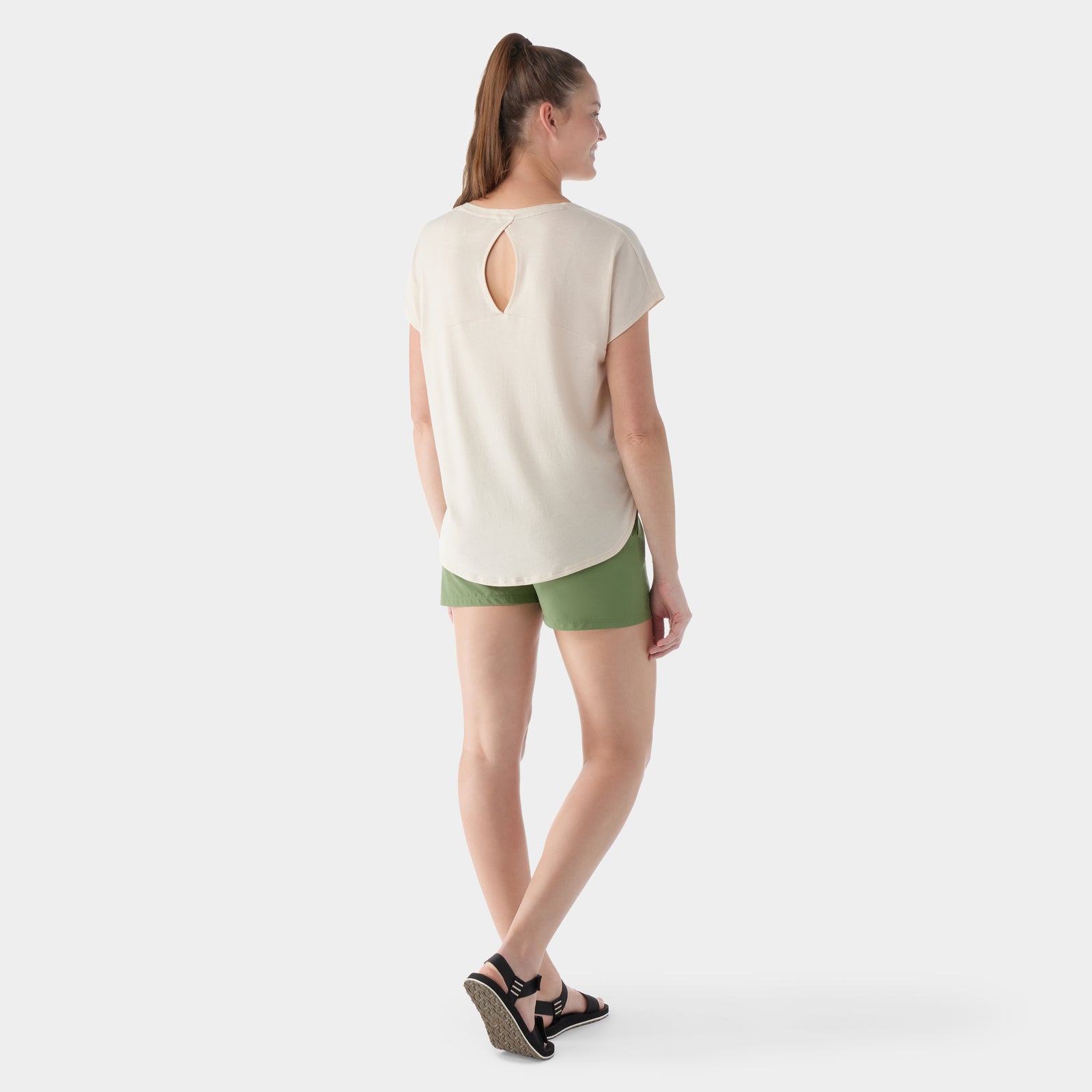 Women's Short Sleeve Swing Top Black - ver - 2