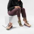 Women's Hike Hoo Who Crew Socks Winter Moss - ver - 6