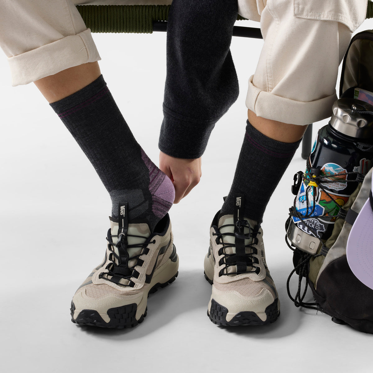Women's Hike Crew Socks Charcoal - ver - 2
