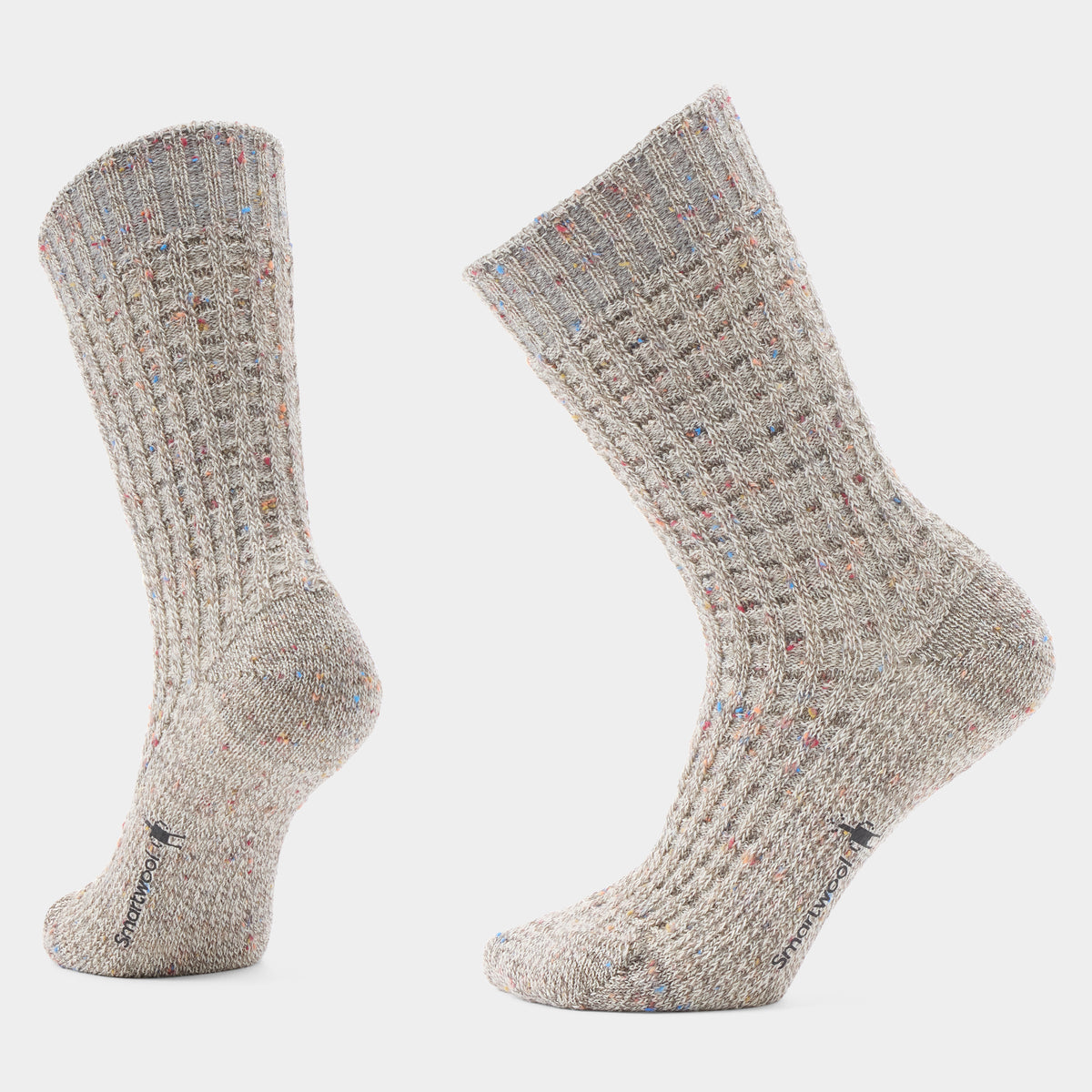 Smartwool Everyday Cozy Waffle Press Crew Socks Taupe/Natural Marl