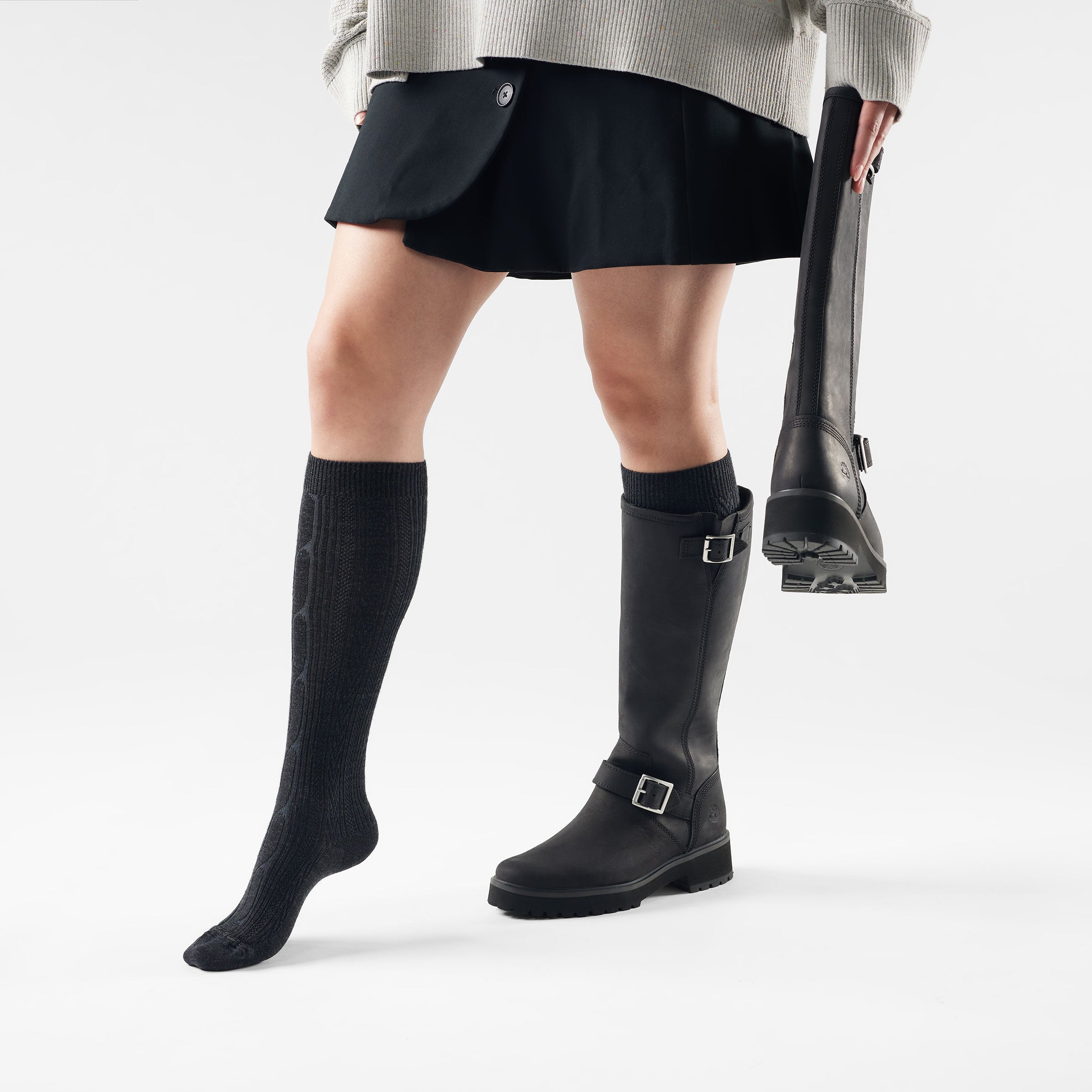 Women's Everyday Cable Knee High Socks - Ash