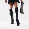 Women's Everyday Knee High Socks Charcoal-Light Gray - ver - 2