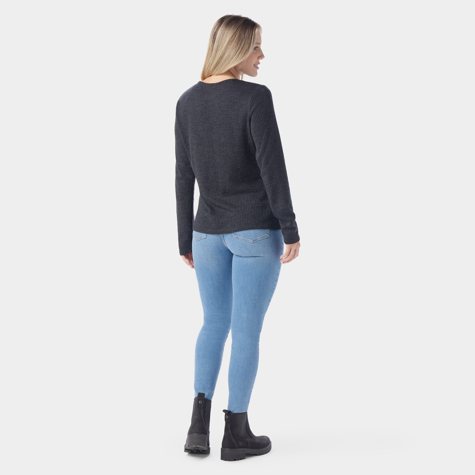 Women's Thermal Merino Rib Crew Toasted Coconut Heather - ver - 2