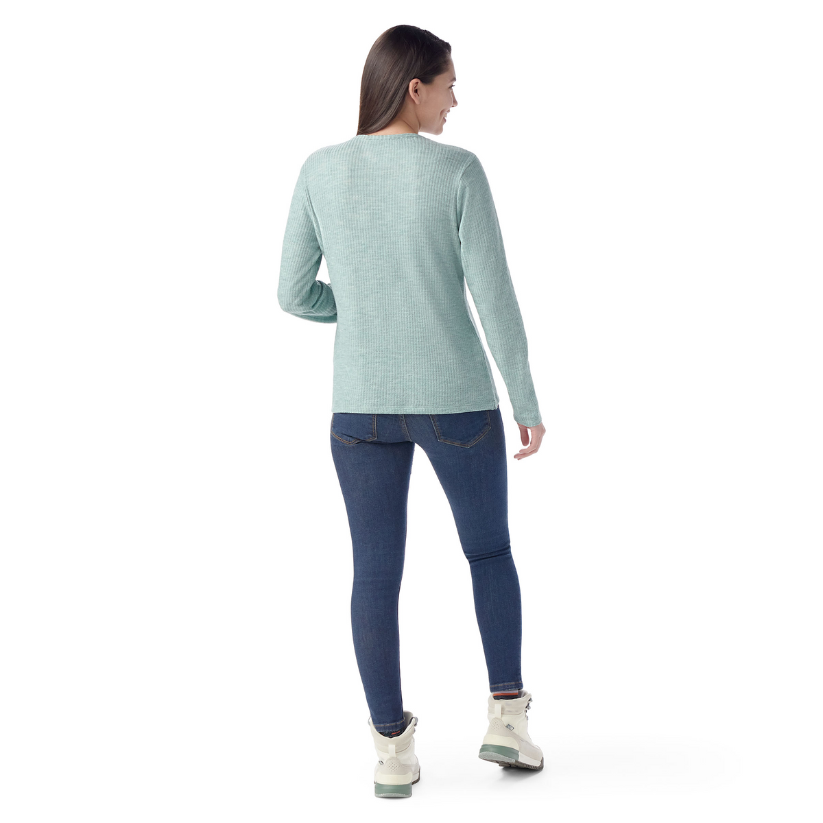 Women's Thermal Merino Rib Crew Icy Lavender Heather - ver - 2