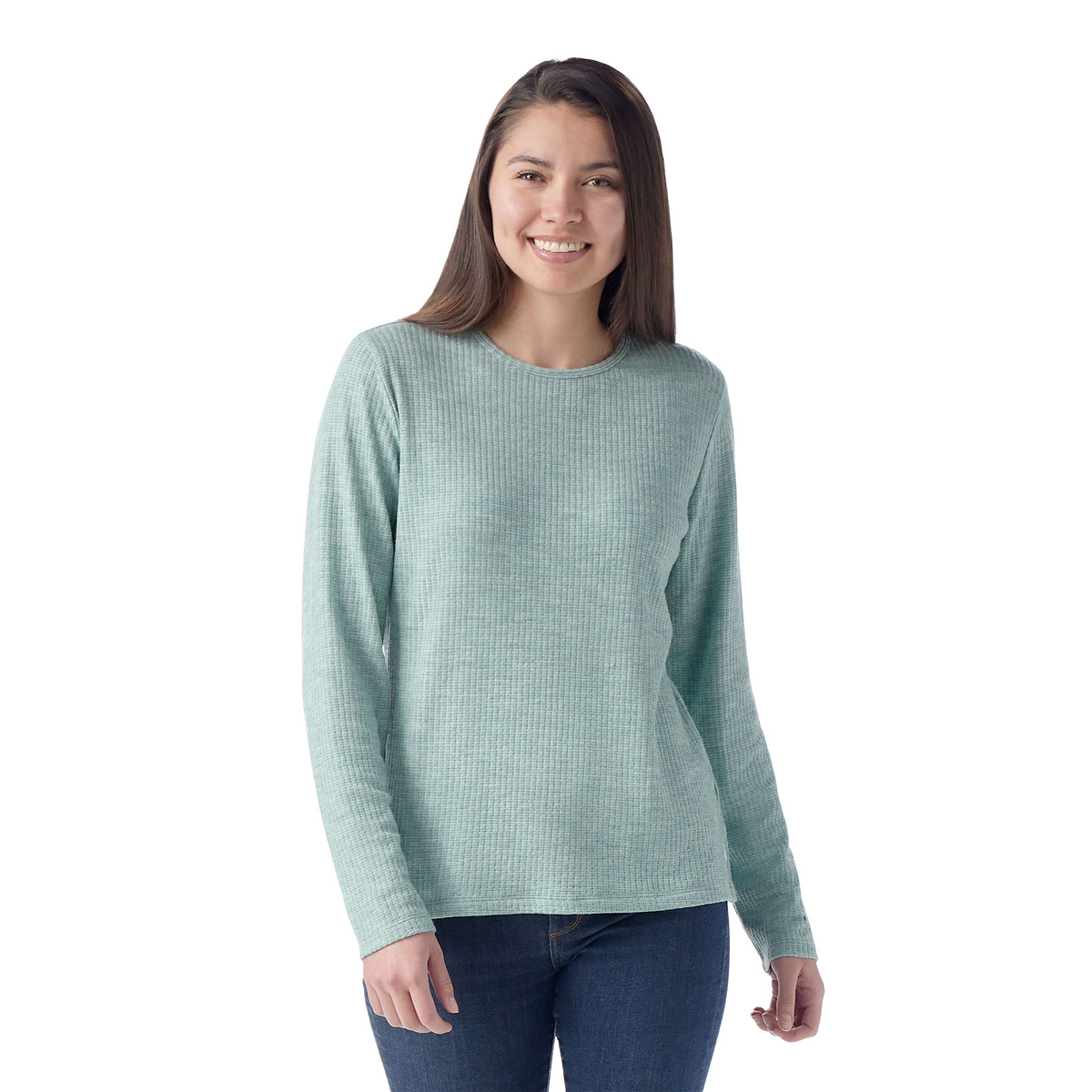 Women's Thermal Merino Rib Crew Icy Lavender Heather - ver - 1