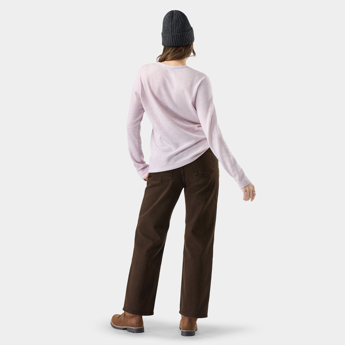 Women's Thermal Merino Rib Crew Icy Lavender Heather - ver - 2