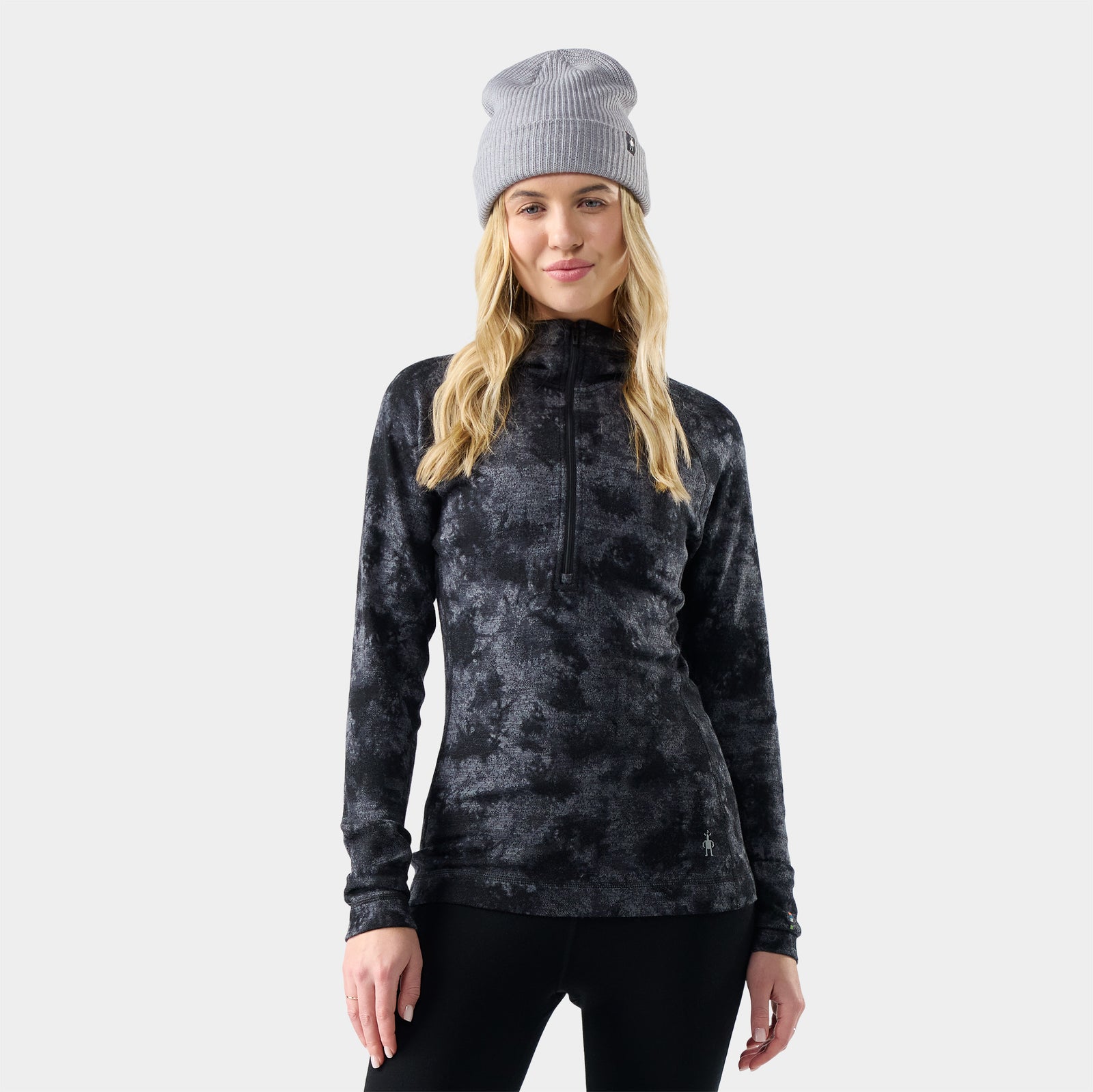 Women's Classic Thermal Merino Base Layer 1/2 Zip Hoodie Rosewood Heather - ver - 1