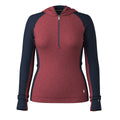 Women's Classic Thermal Merino Base Layer 1/2 Zip Hoodie Currant Heather - ver - 3