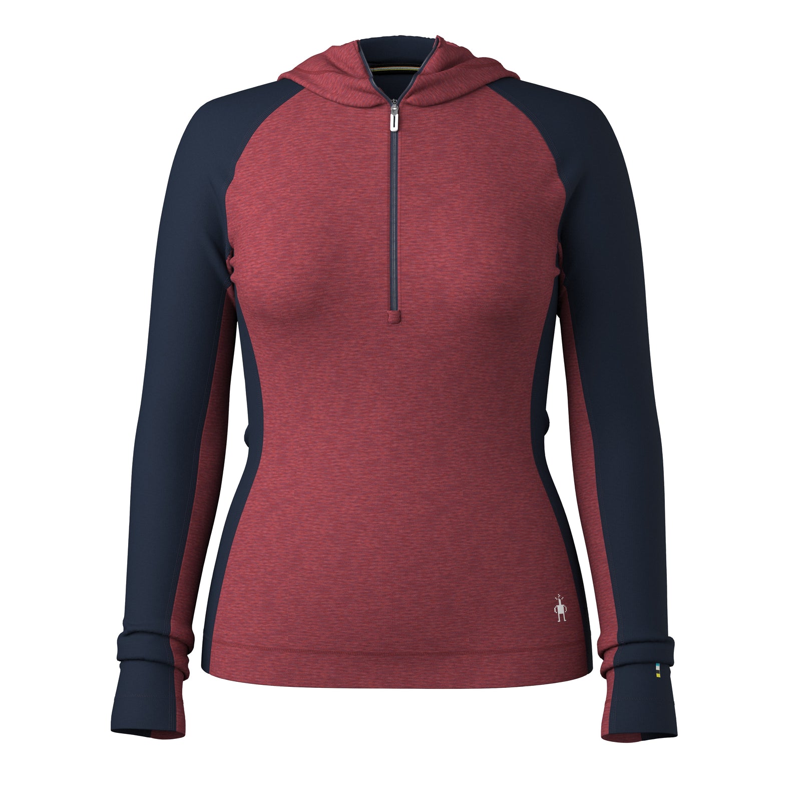 Women's Classic Thermal Merino Base Layer 1/2 Zip Hoodie Currant Heather - ver - 3