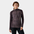 Women's Classic Thermal Merino Base Layer 1/2 Zip Hoodie Currant Heather - ver - 1