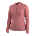 Women's Classic Thermal Merino Base Layer 1/2 Zip Hoodie Rosewood Heather - ver - 4