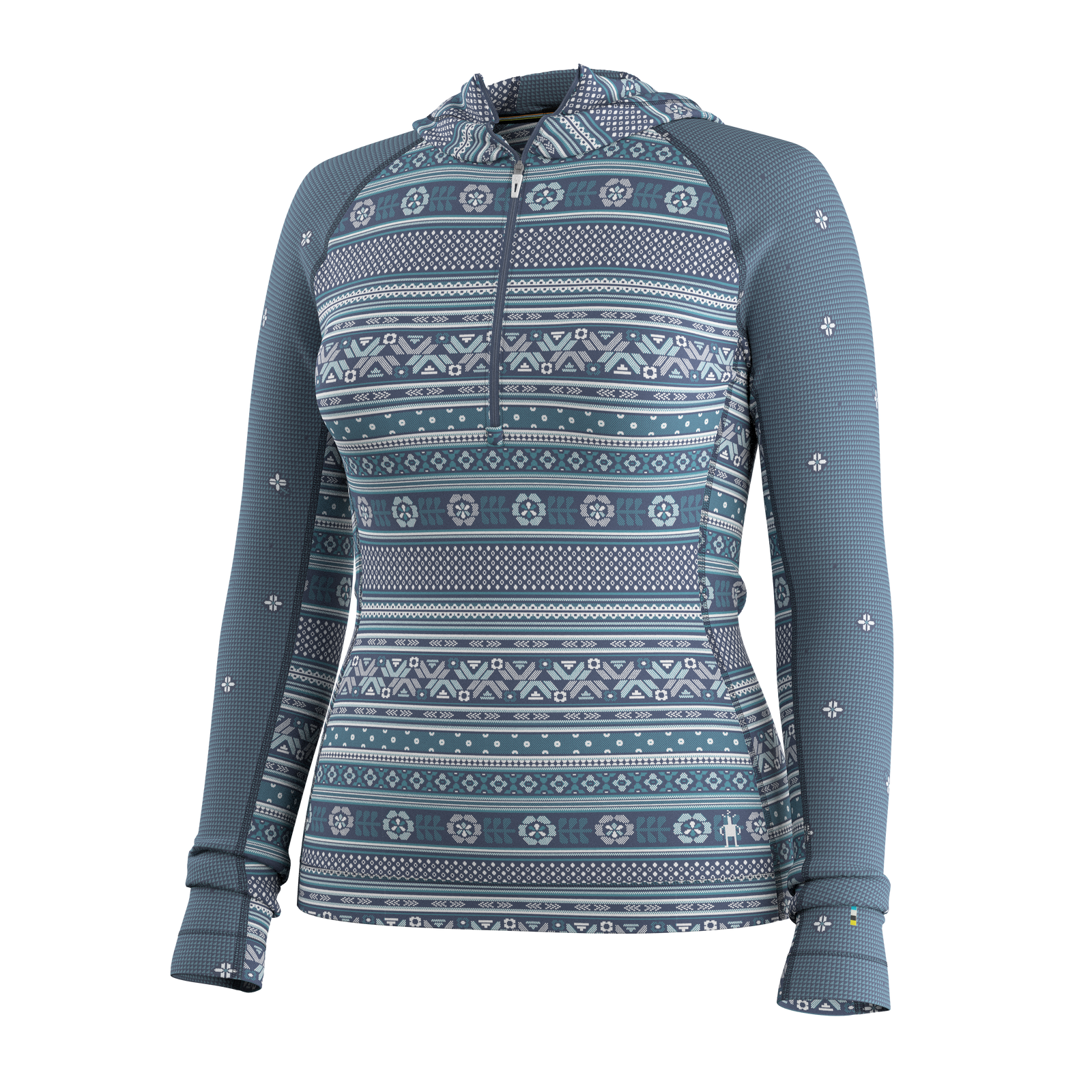 Women's Classic Thermal Merino Base Layer 1/2 Zip Hoodie Rosewood Heather - ver - 4