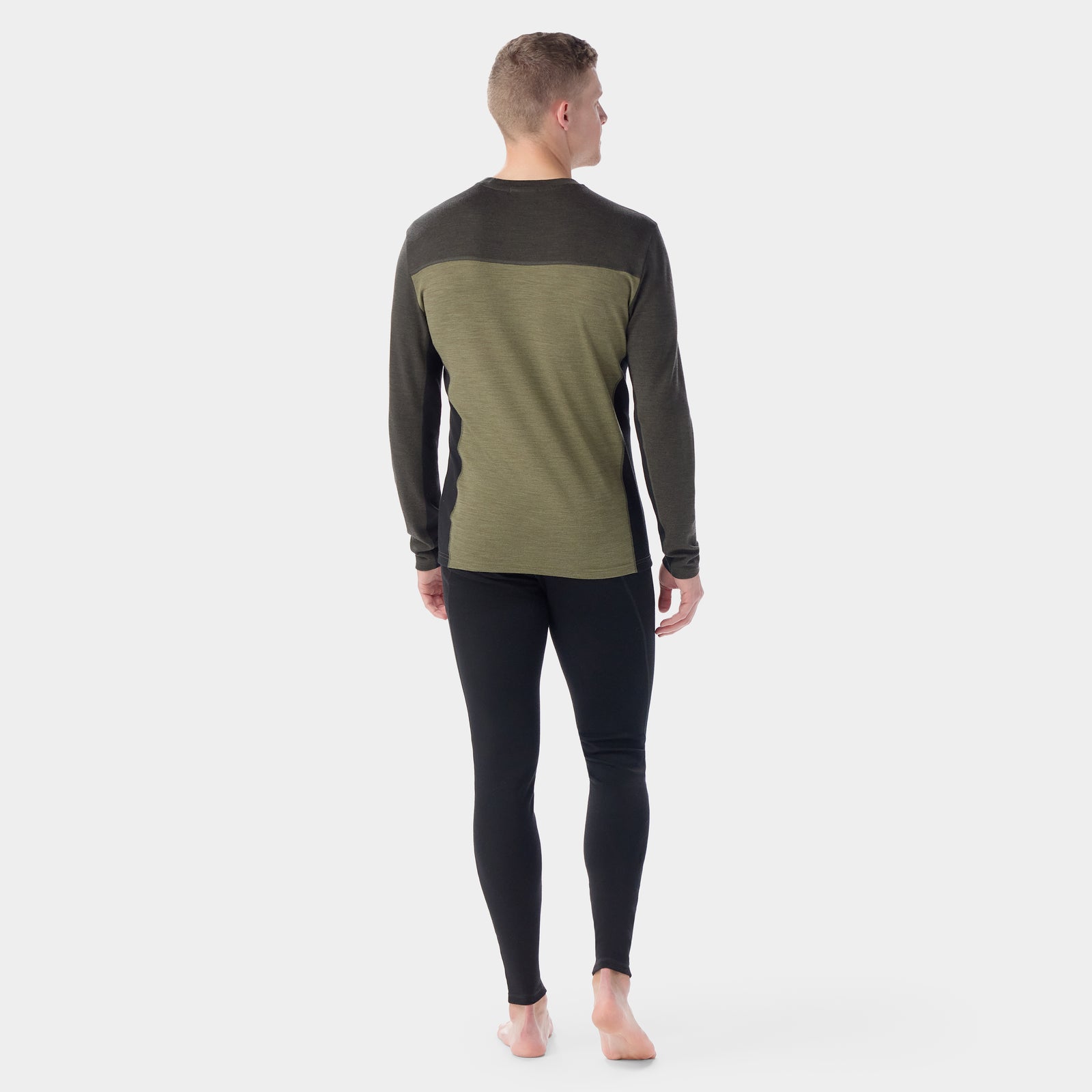 Men's Classic Thermal Merino Base Layer Colorblock Crew Winter Moss-North Woods - ver - 2